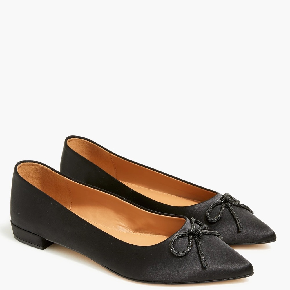 J Crew Pointy Tor Ballet Flats with Bow, never worn.